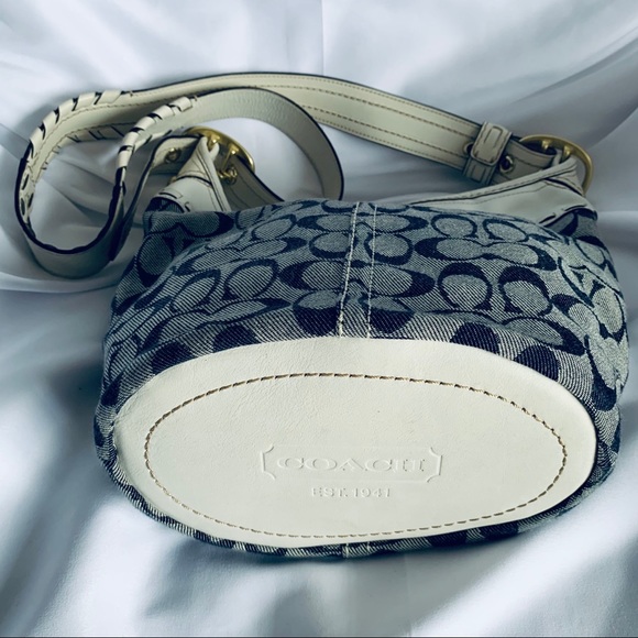 COACH Blue & White Canvas Bucket Bag - Picture 6 of 15